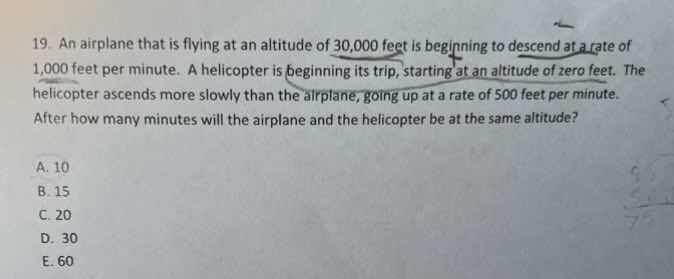 19. an airplane that is flying at an altitude of 30,000 feet is beginni…