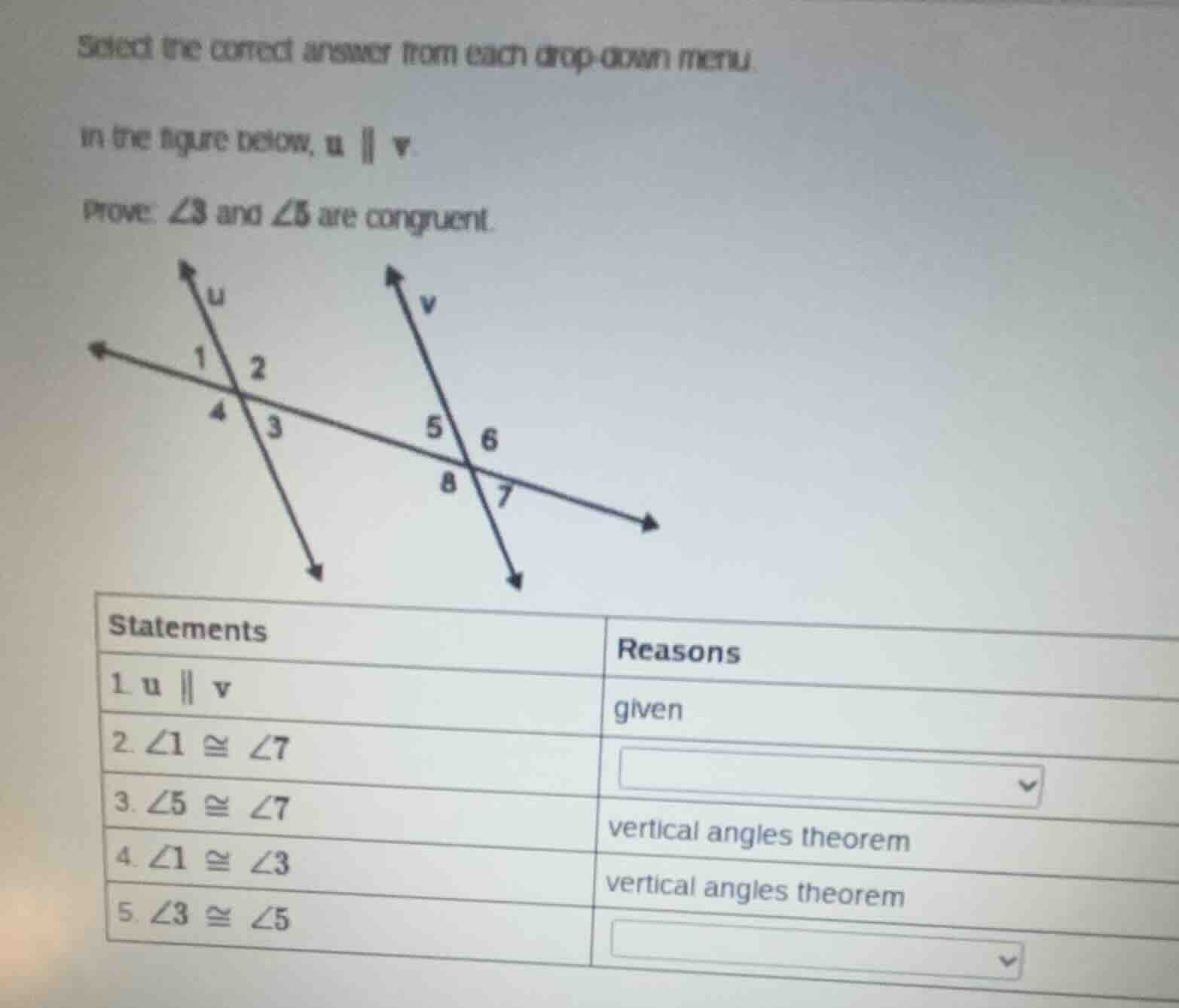 select the correct answer from each drop-down menu. in the figure below…