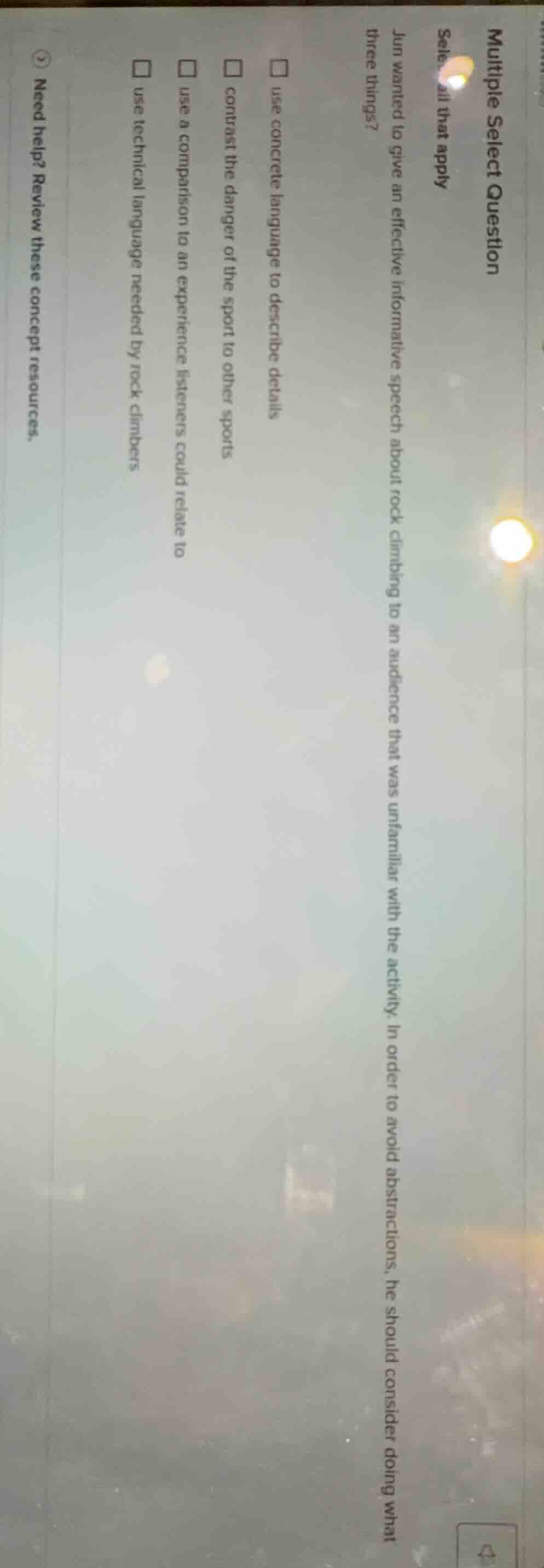 multiple select question select all that apply jun wanted to give an ef…