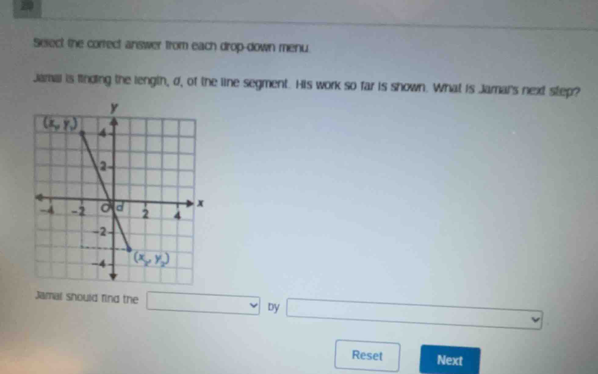 select the correct answer from each drop-down menu.jamal is finding the…
