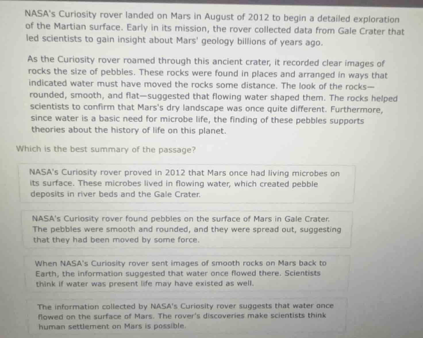 nasas curiosity rover landed on mars in august of 2012 to begin a detai…