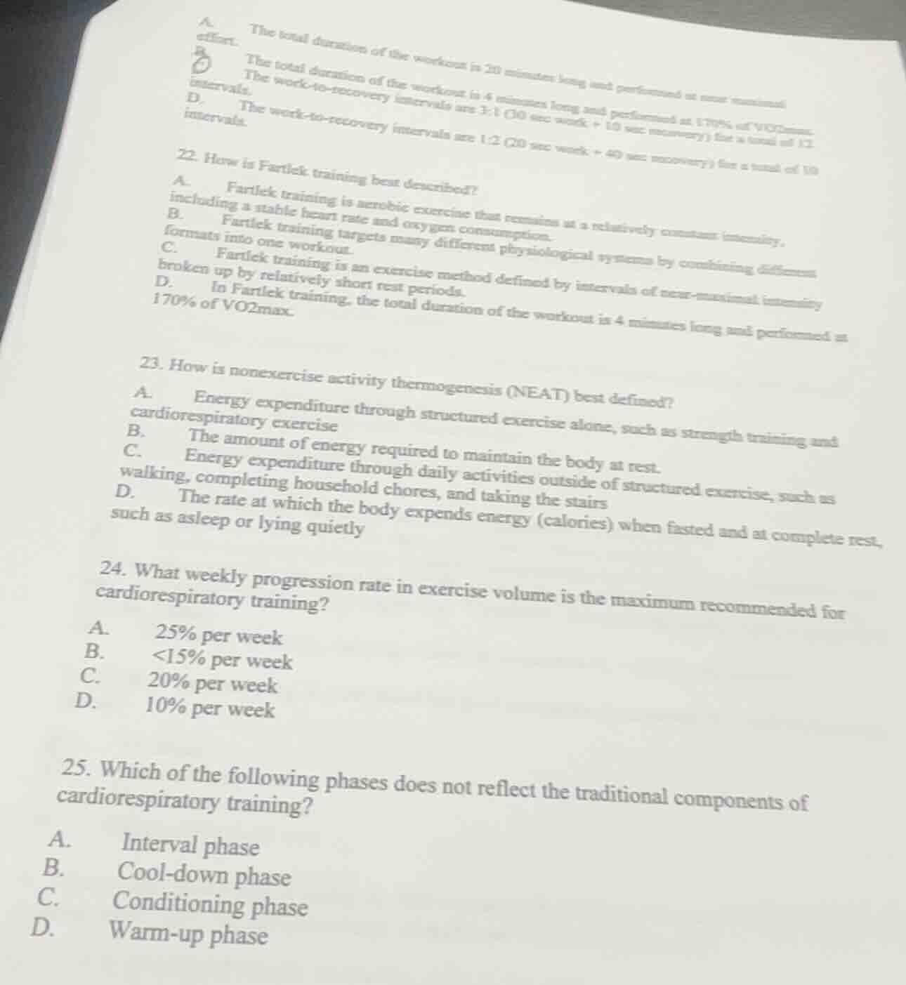 a. the total duration of the workout is 20 minutes long and performed a…