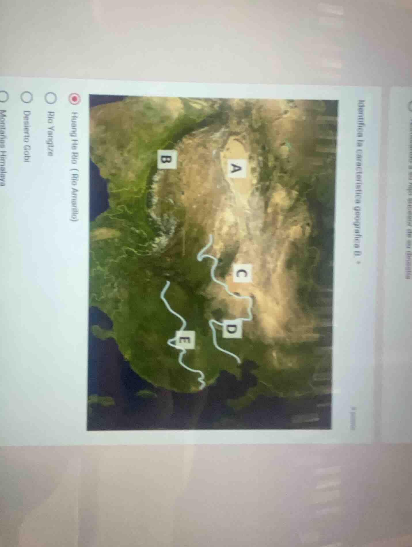 identifica la característica geográfica b.○ huang he río (río amarillo)…
