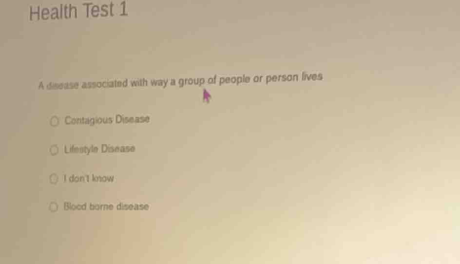 health test 1 a disease associated with way a group of people or person…