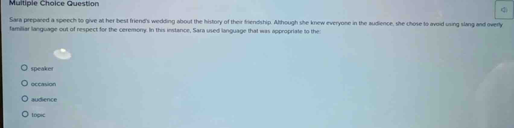 multiple choice question sara prepared a speech to give at her best fri…
