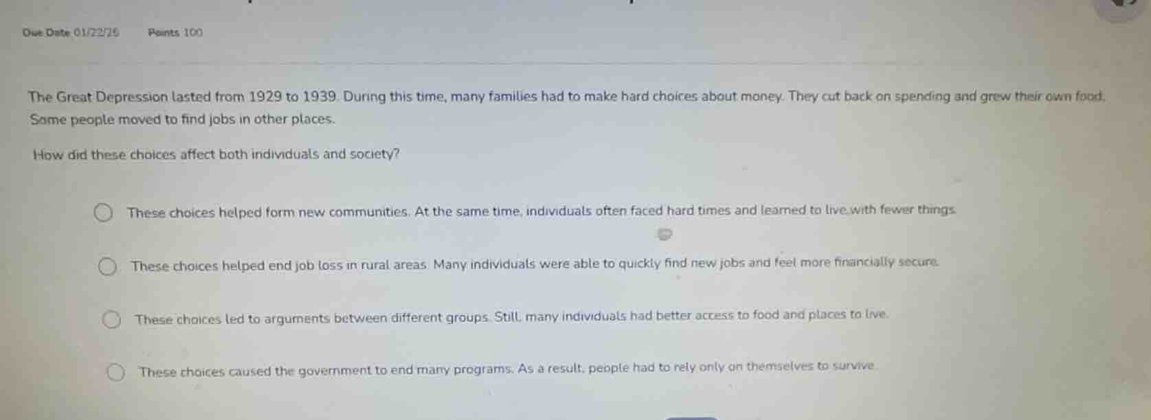 due date 01/22/25 points 100 the great depression lasted from 1929 to 1…