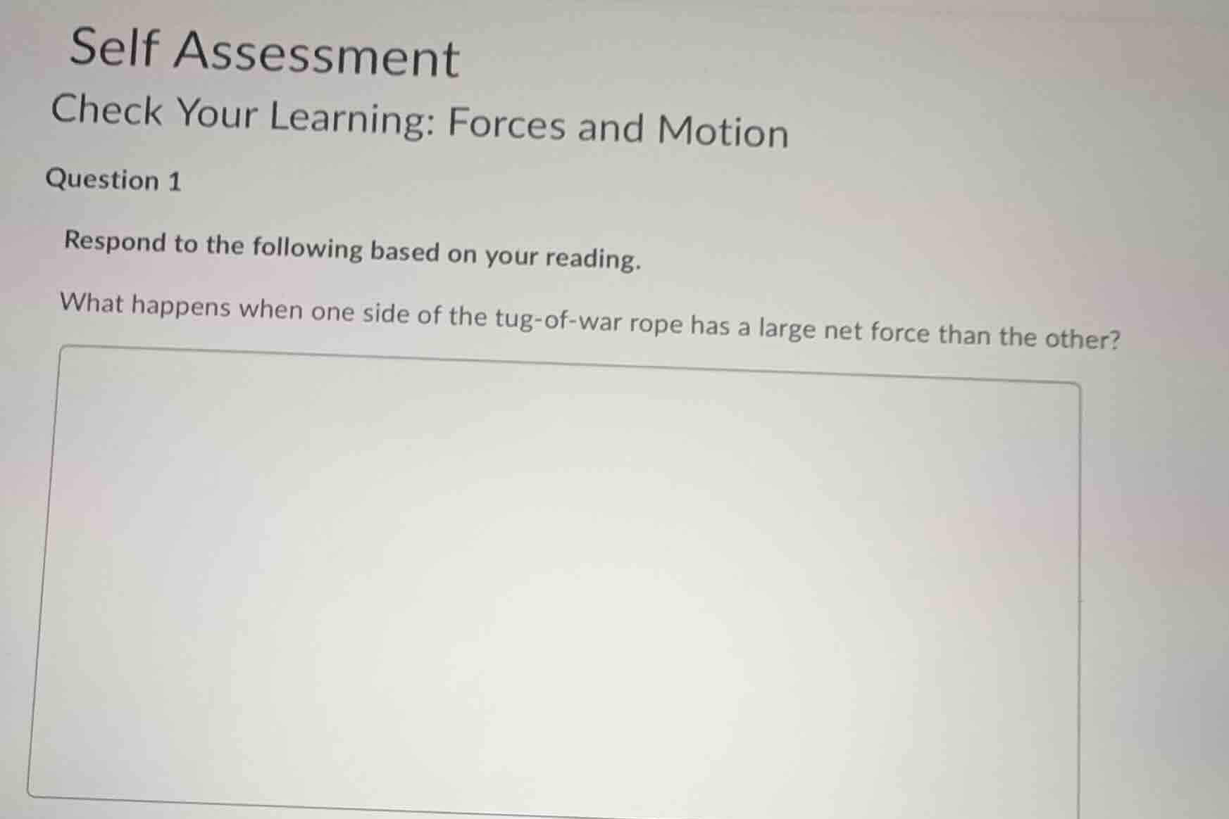 self assessment check your learning: forces and motion question 1 respo…