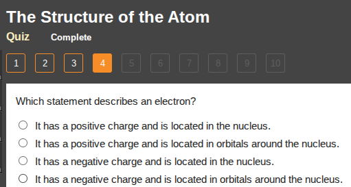 the structure of the atom quiz complete 1 2 3 4 5 6 7 8 9 10 which stat…