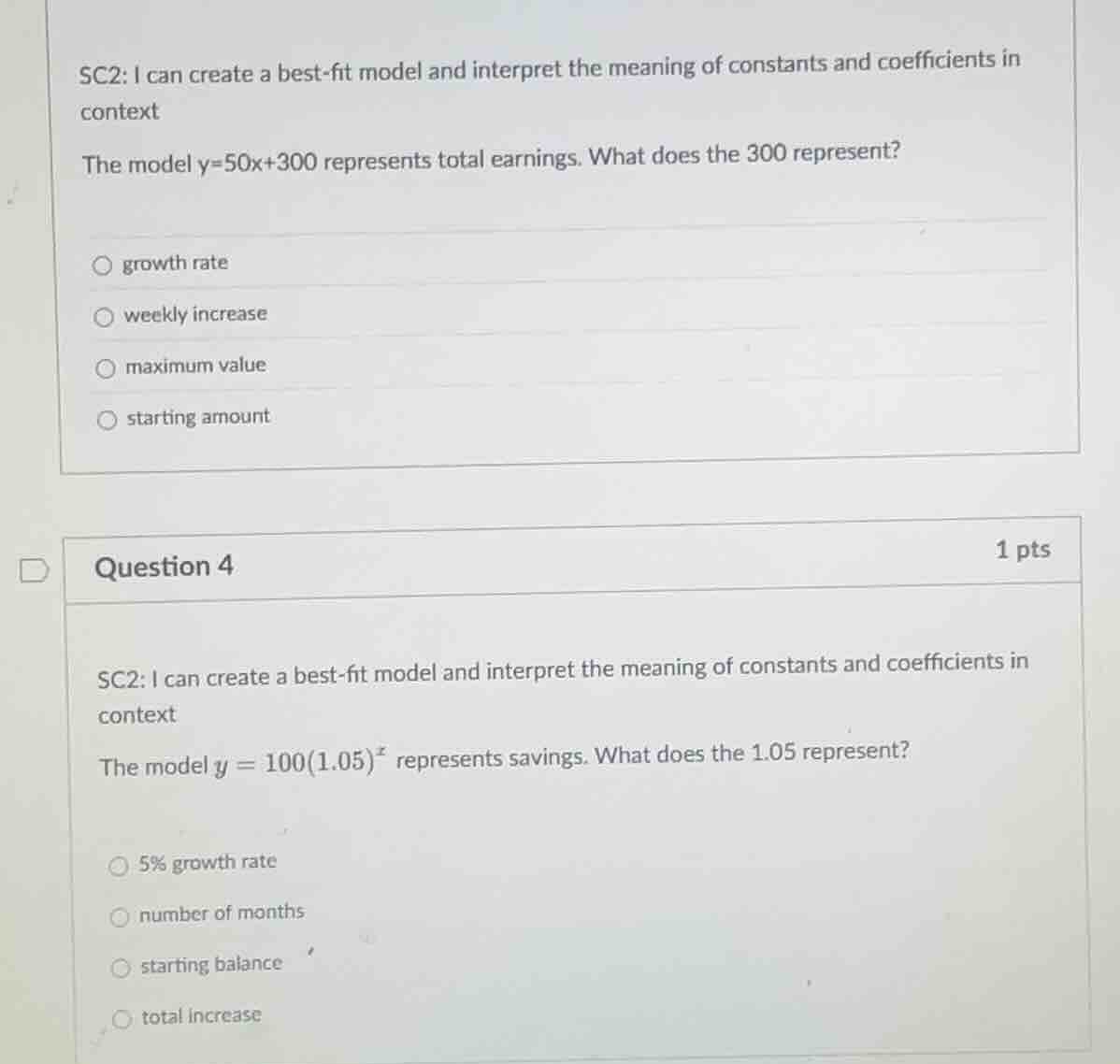 sc2: i can create a best-fit model and interpret the meaning of constan…