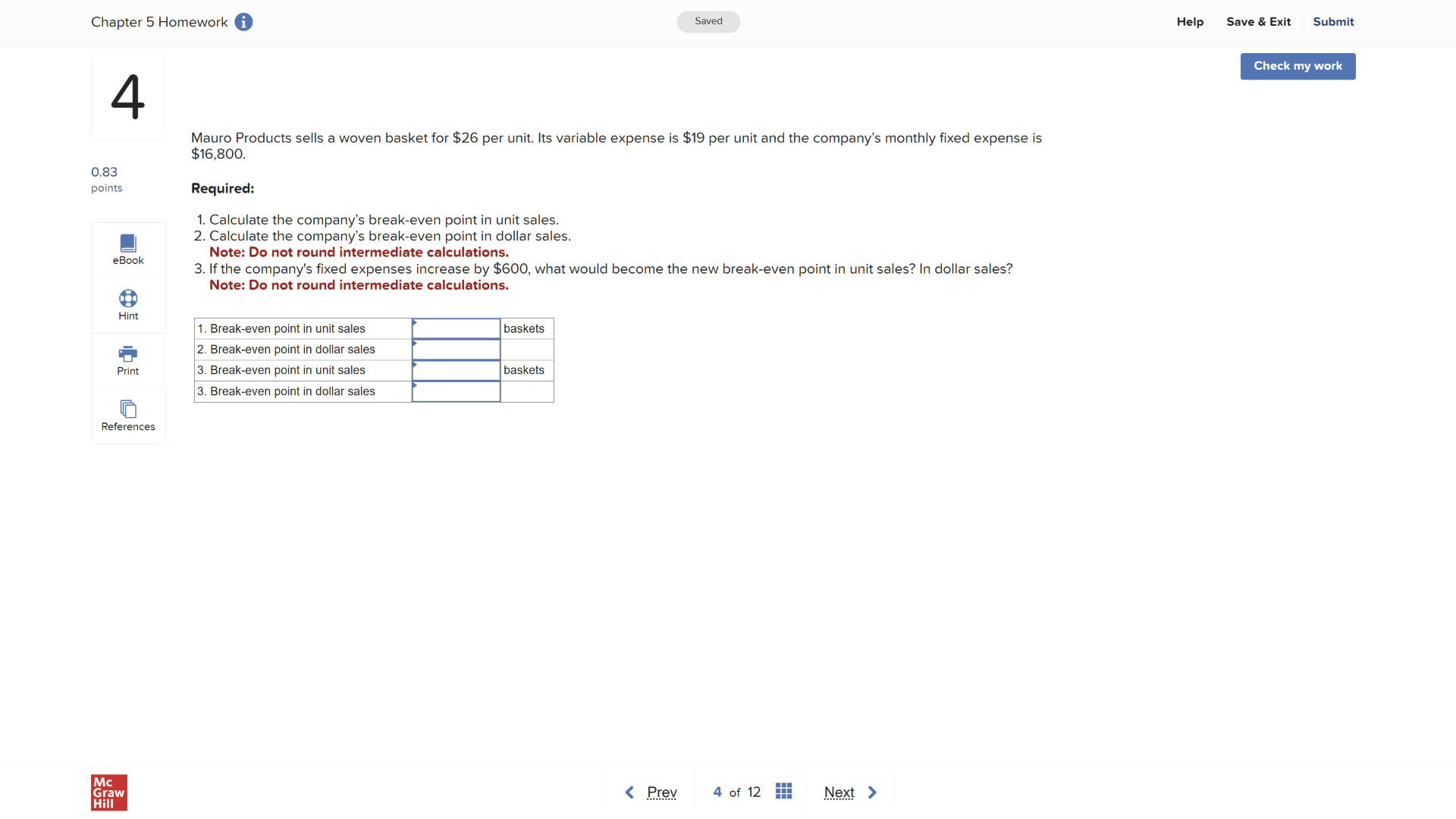 chapter 5 homework saved help save & exit submit check my work 4 0.83 p…