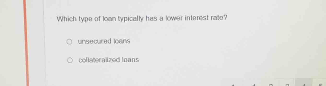 which type of loan typically has a lower interest rate? unsecured loans…