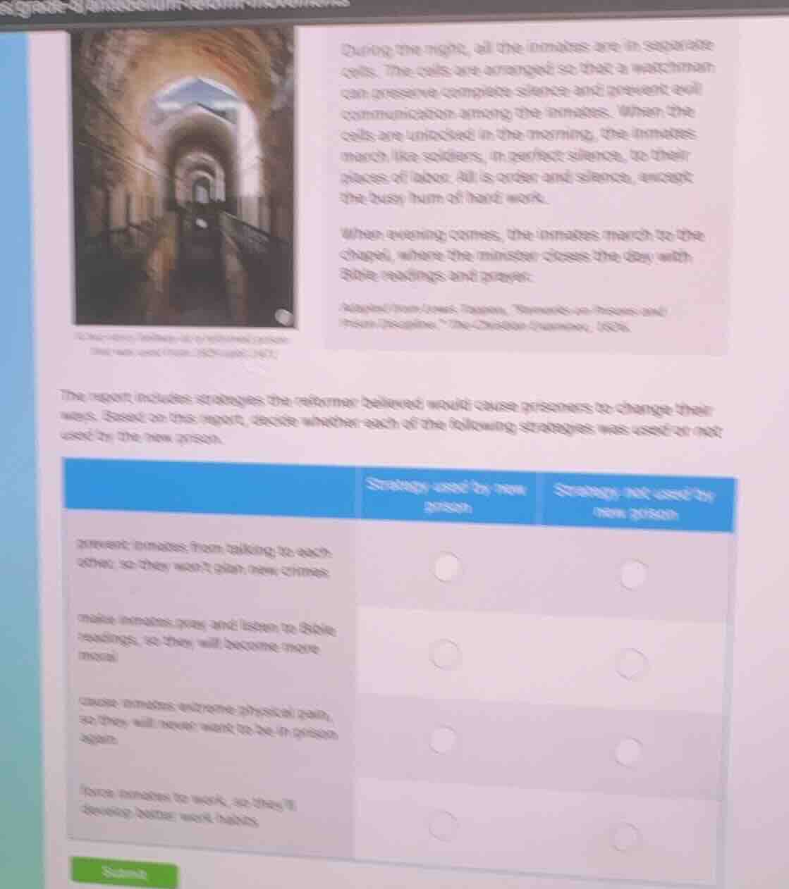 during the night, all the inmates are in separate cells. the cells are …