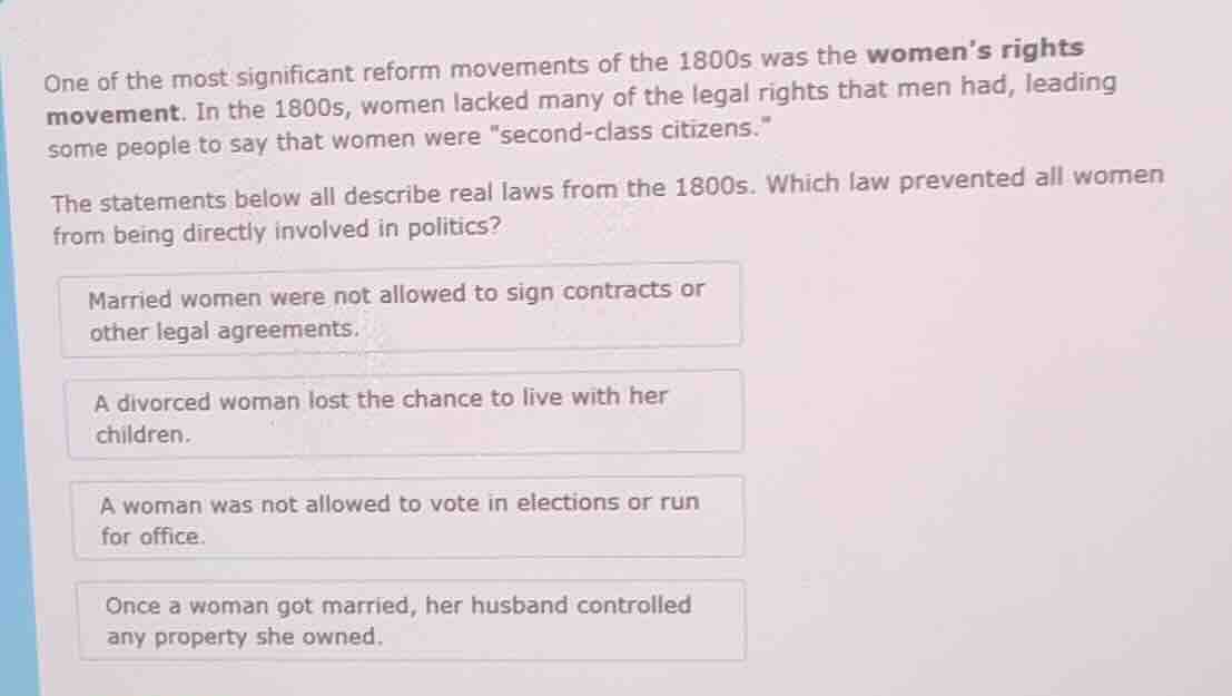 one of the most significant reform movements of the 1800s was the women…