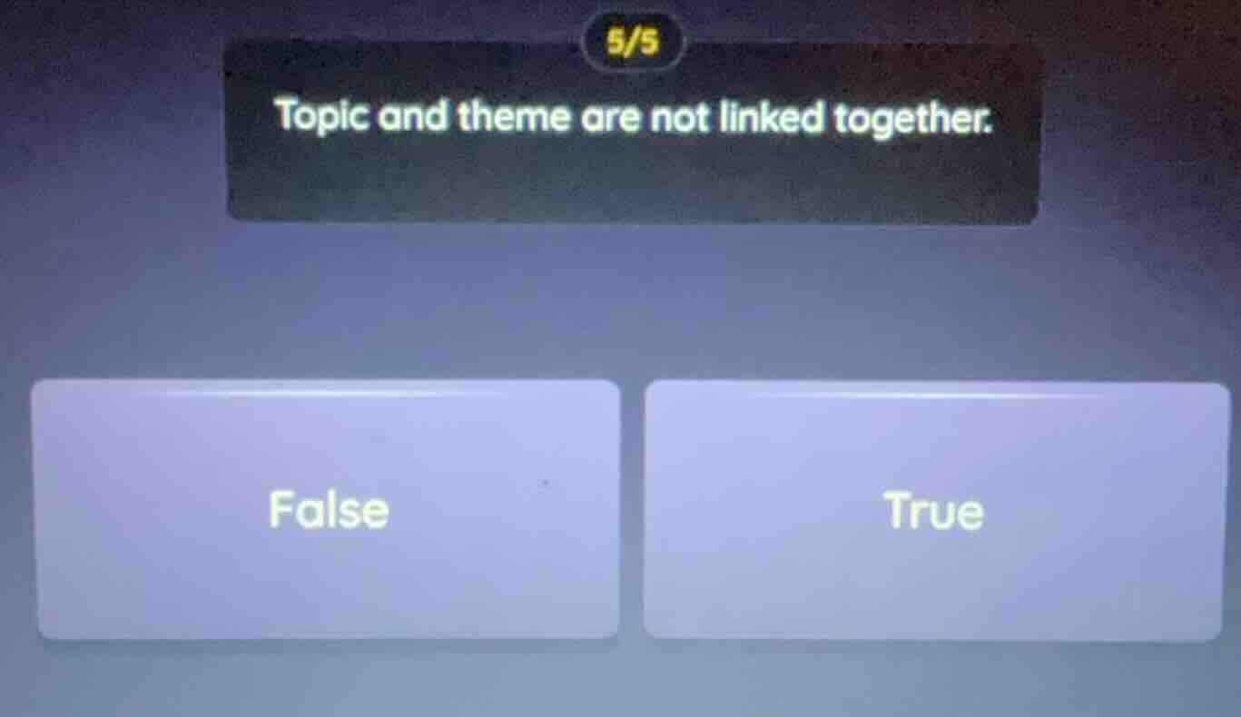 5/5 topic and theme are not linked together. false true