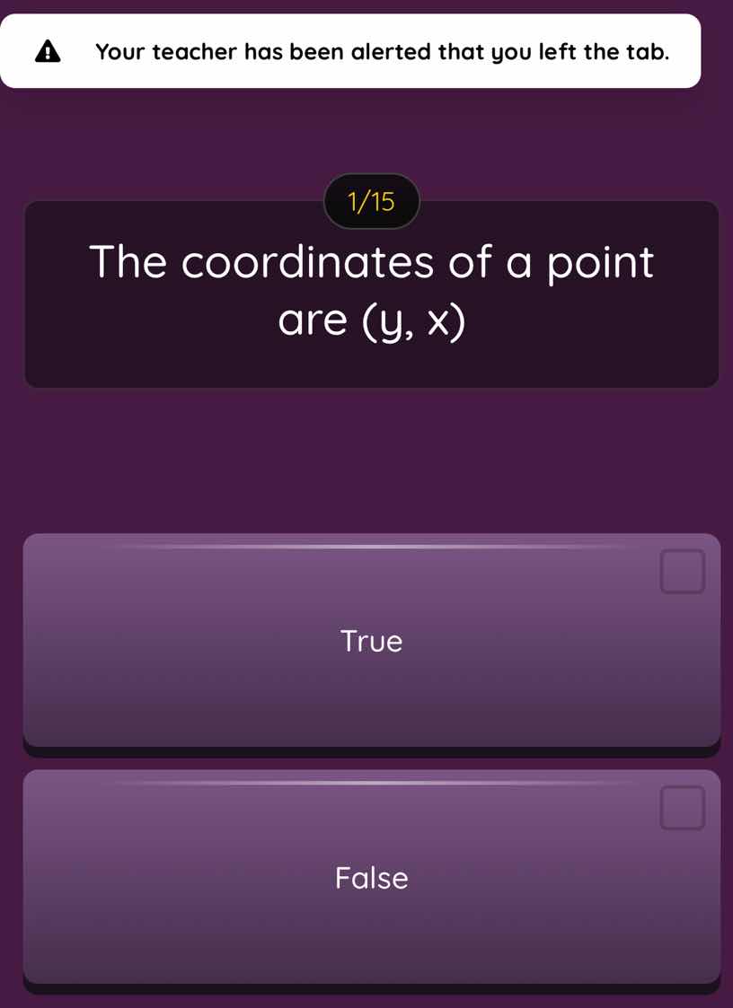 ⚠️ your teacher has been alerted that you left the tab. 1/15 the coordi…