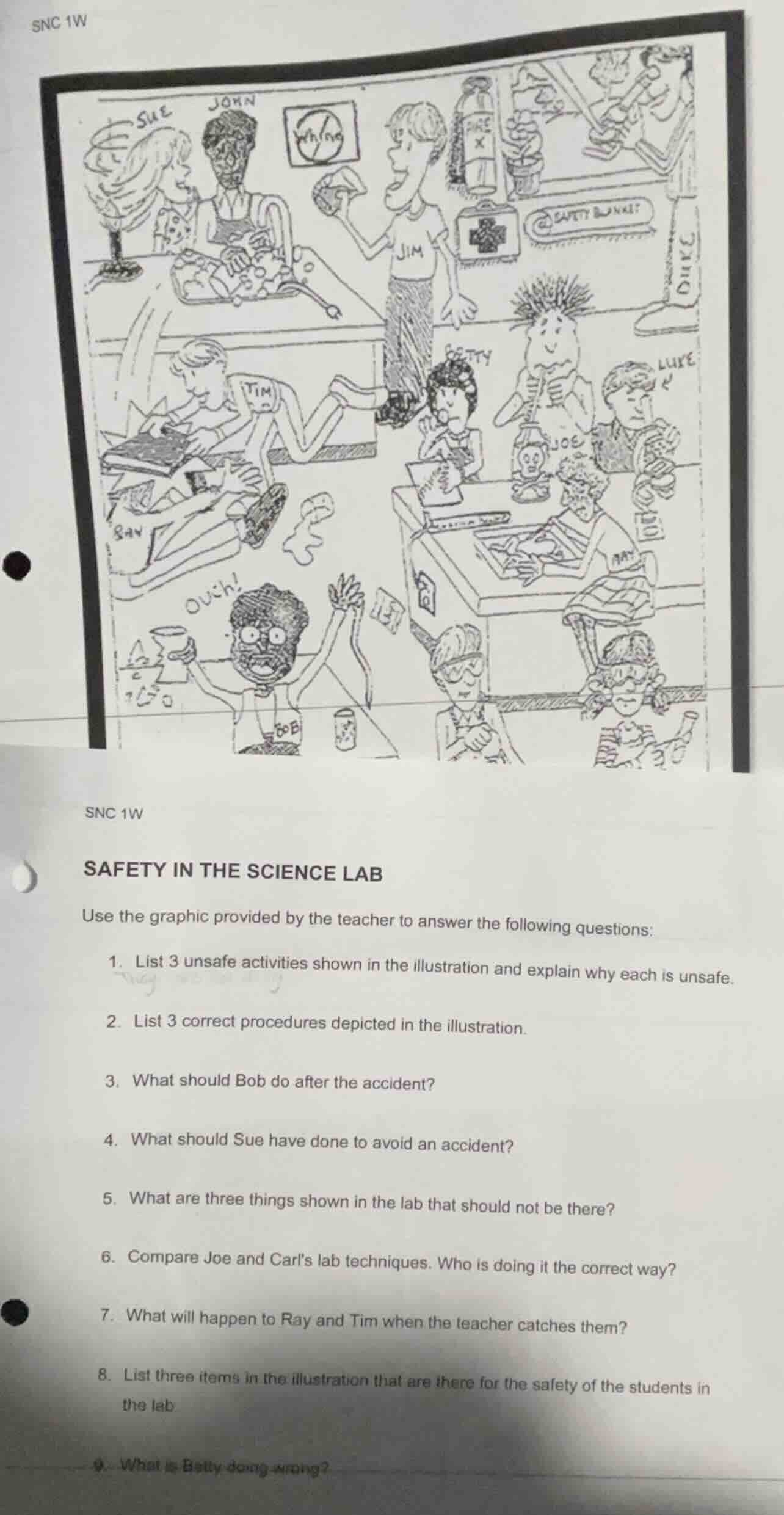 snc 1w snc 1w safety in the science lab use the graphic provided by the…