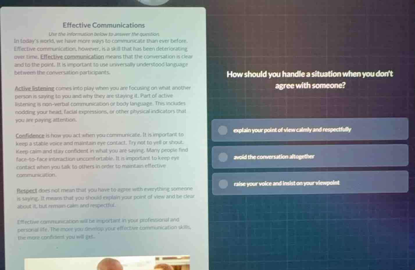 effective communications use the information below to answer the questi…