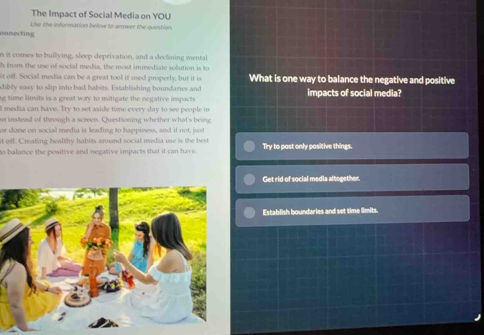 the impact of social media on you use the information below to answer t…