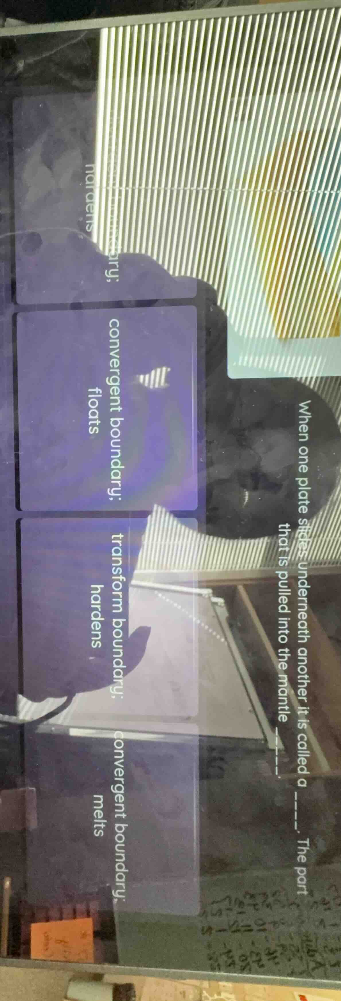 when one plate slides underneath another it is called a ____. the part …