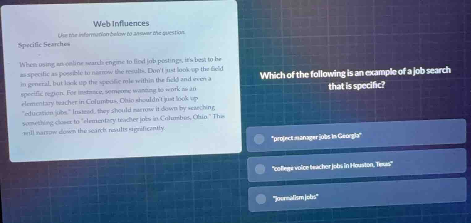 web influences use the information below to answer the question. specif…