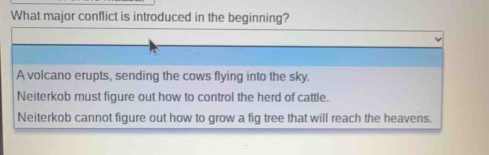 what major conflict is introduced in the beginning? a volcano erupts, s…
