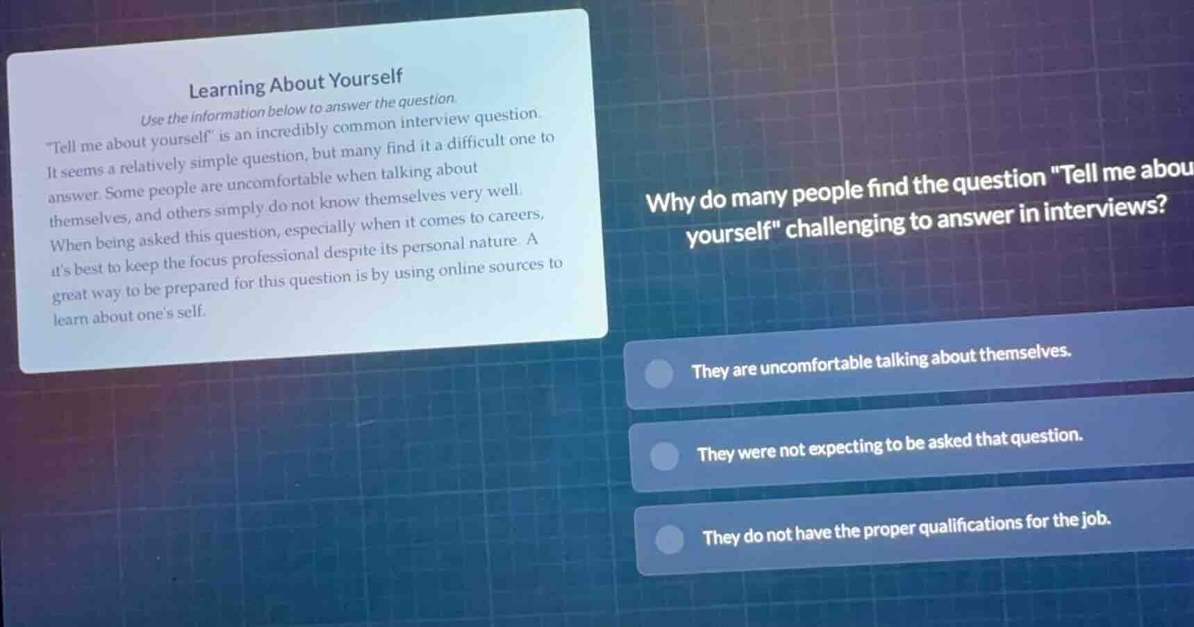 learning about yourself use the information below to answer the questio…