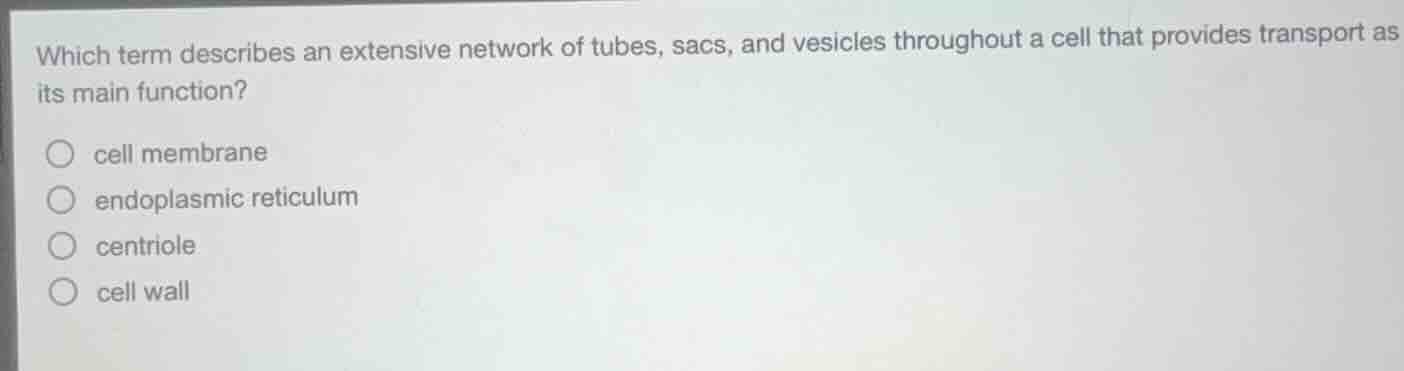 which term describes an extensive network of tubes, sacs, and vesicles …