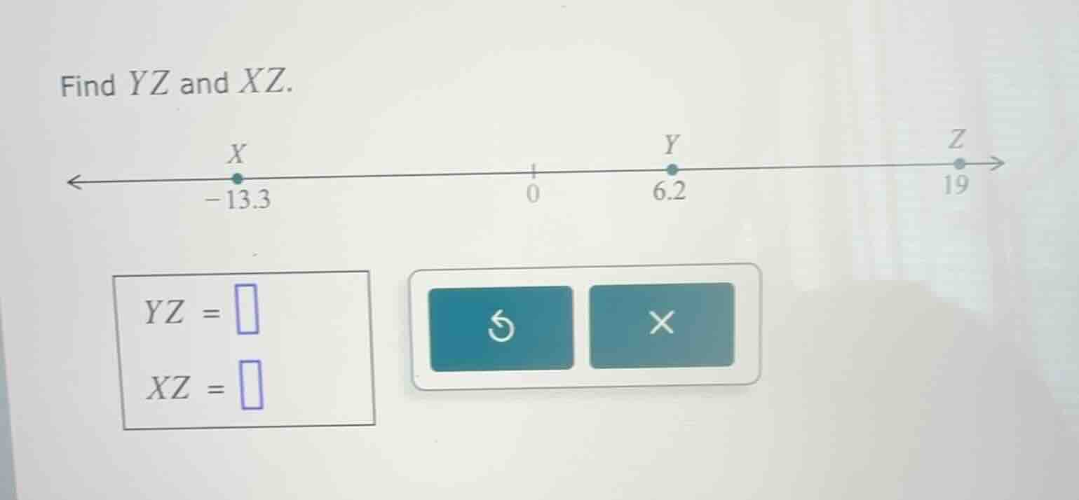 find $yz$ and $xz$. $yz = \\square$ $xz = \\square$