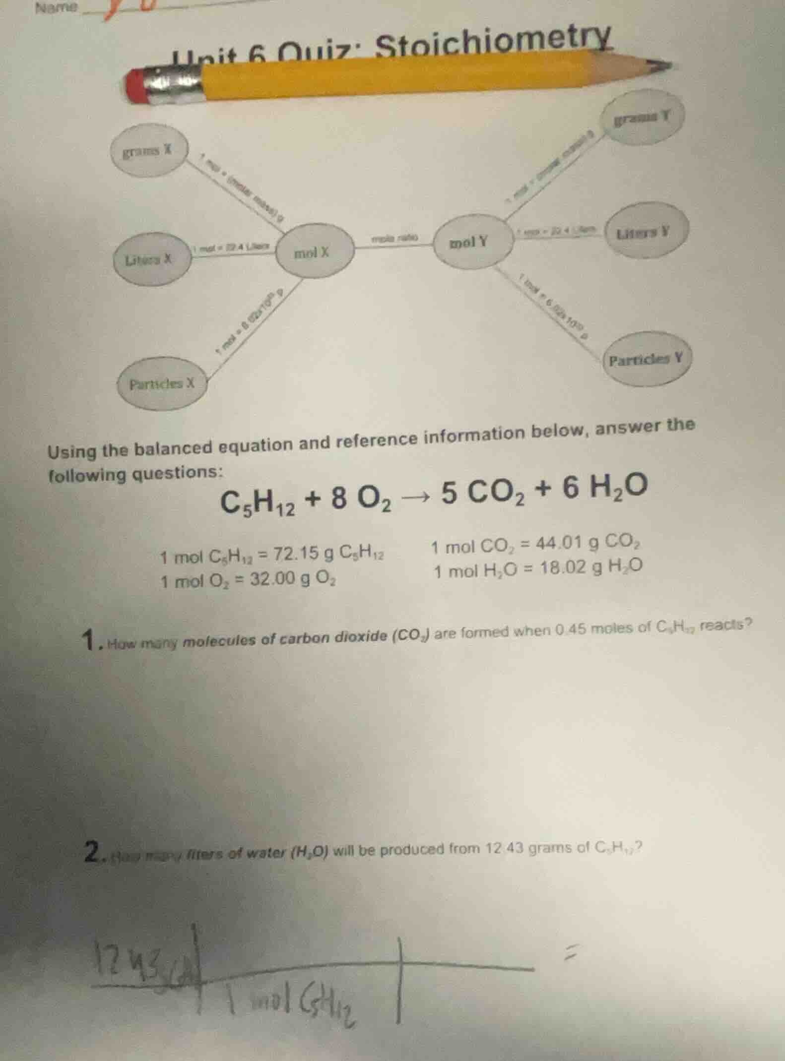 unit 6 quiz: stoichiometry using the balanced equation and reference in…