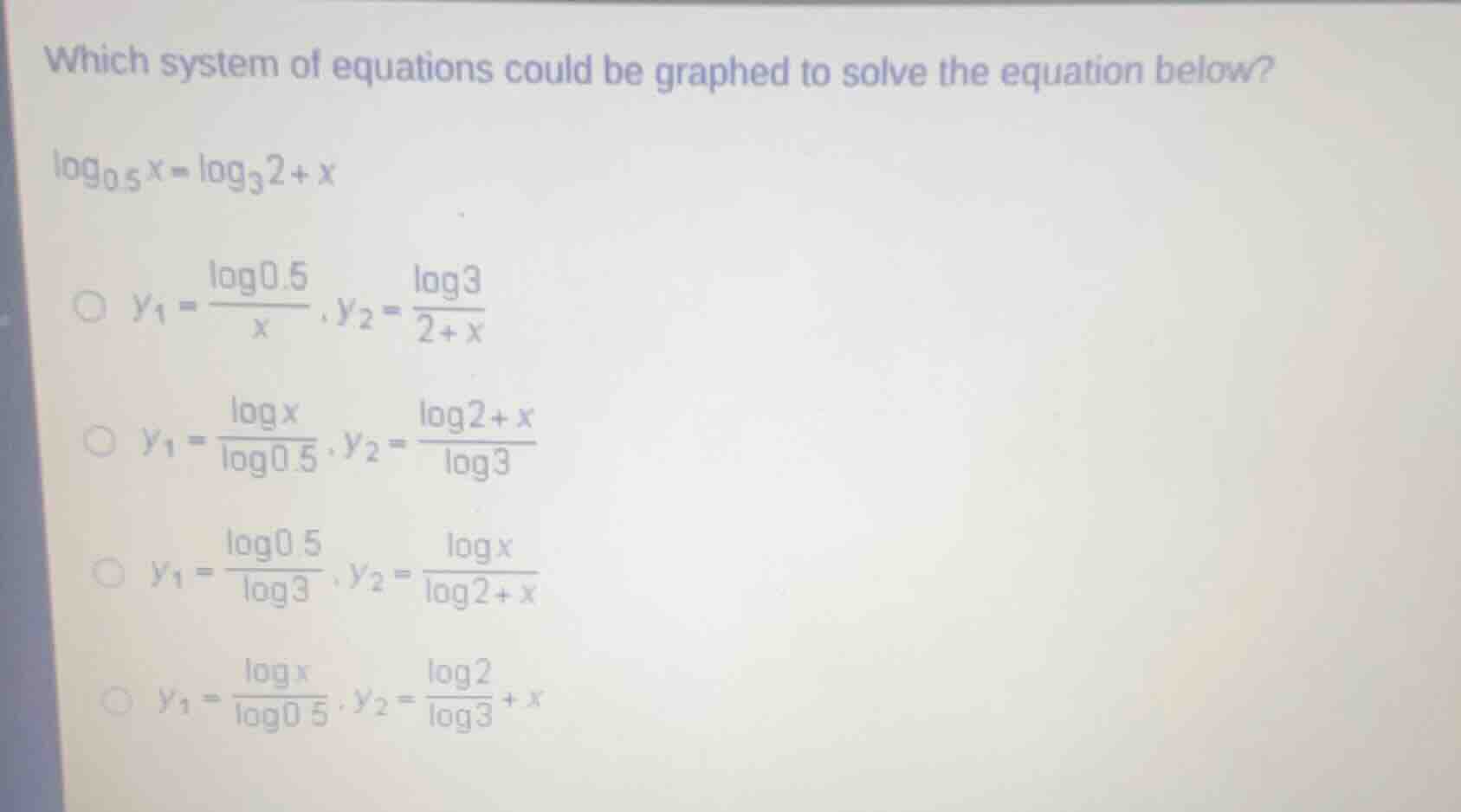 which system of equations could be graphed to solve the equation below?…