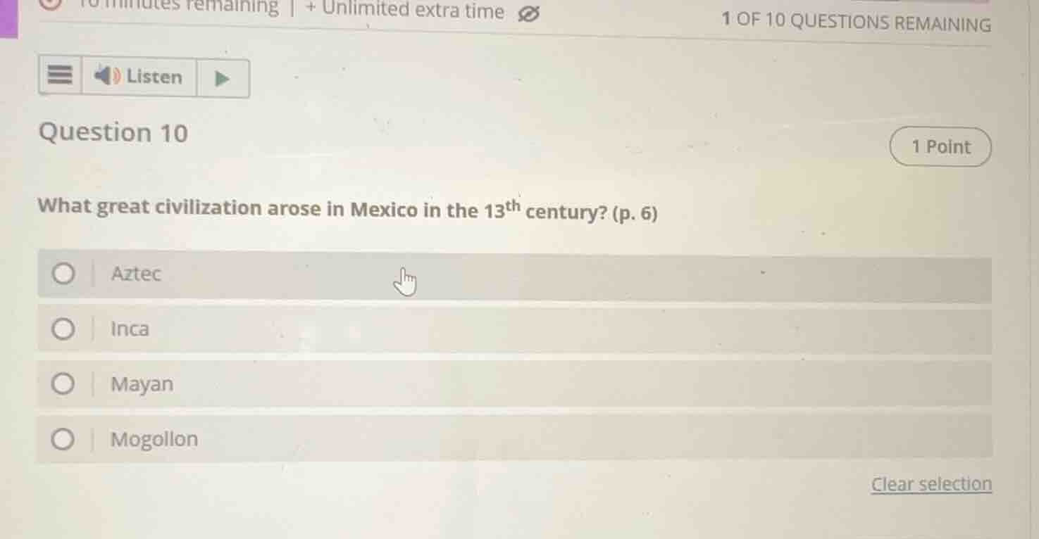 1 of 10 questions remaining listen question 10 1 point what great civil…