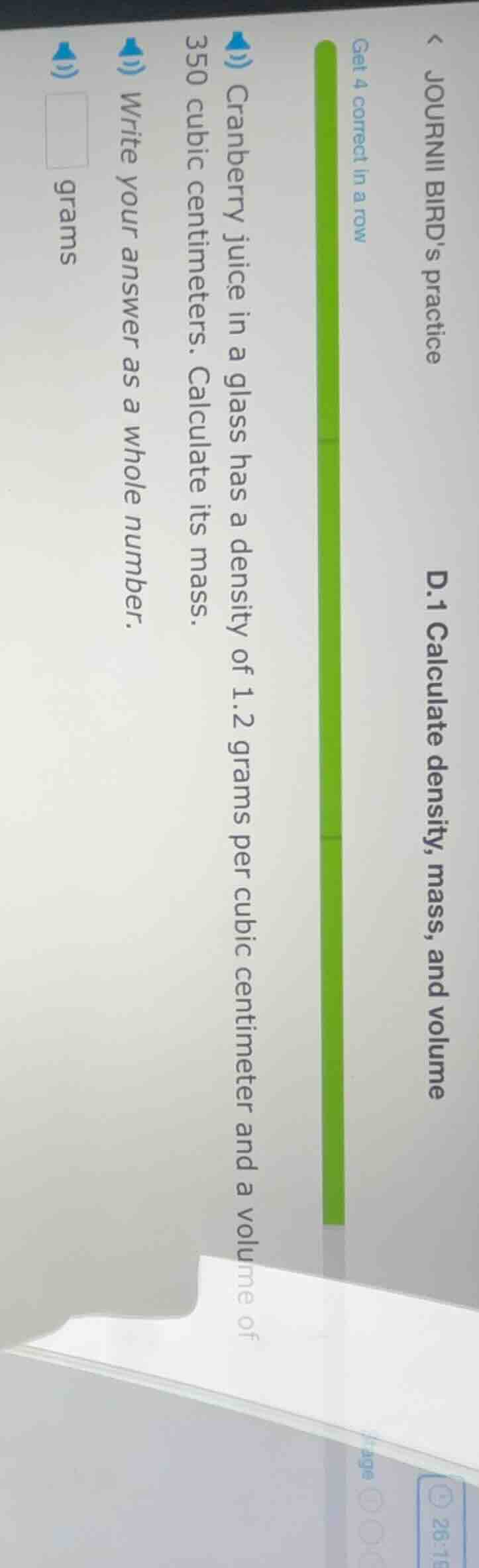 journii birds practice d.1 calculate density, mass, and volume get 4 co…