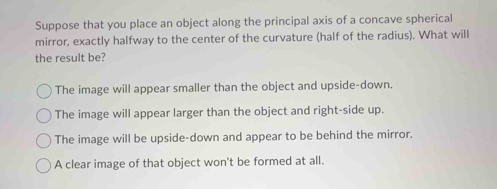 suppose that you place an object along the principal axis of a concave …