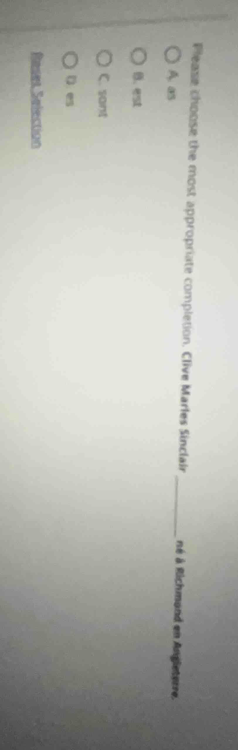 please choose the most appropriate completion. clive marles sinclair __…