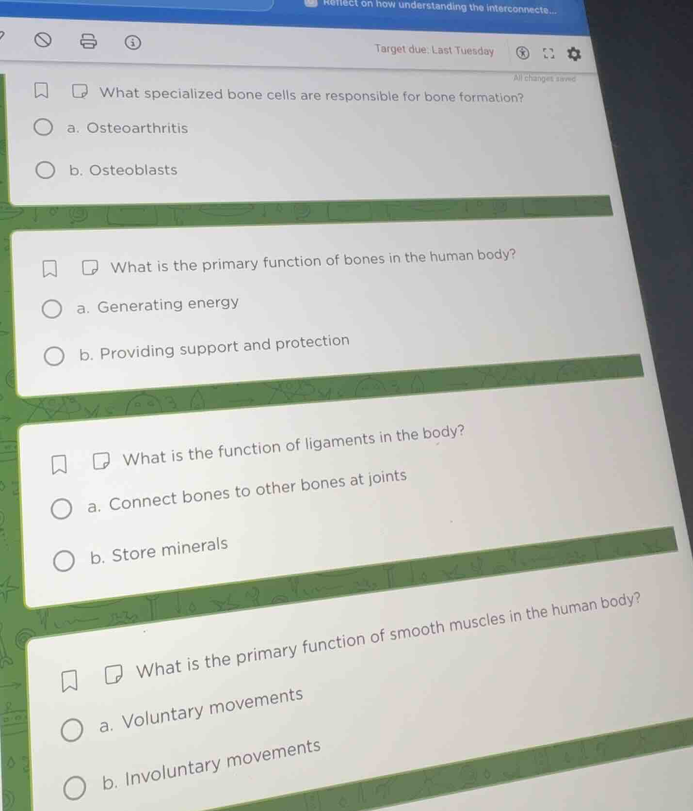 target due: last tuesday all changes saved 1. what specialized bone cel…