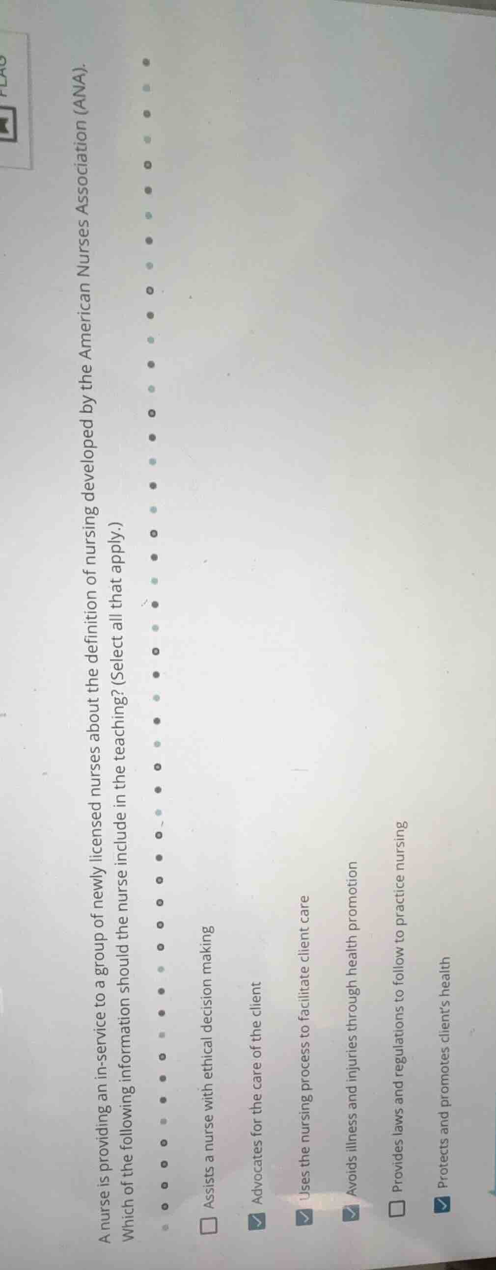 a nurse is providing an in-service to a group of newly licensed nurses …