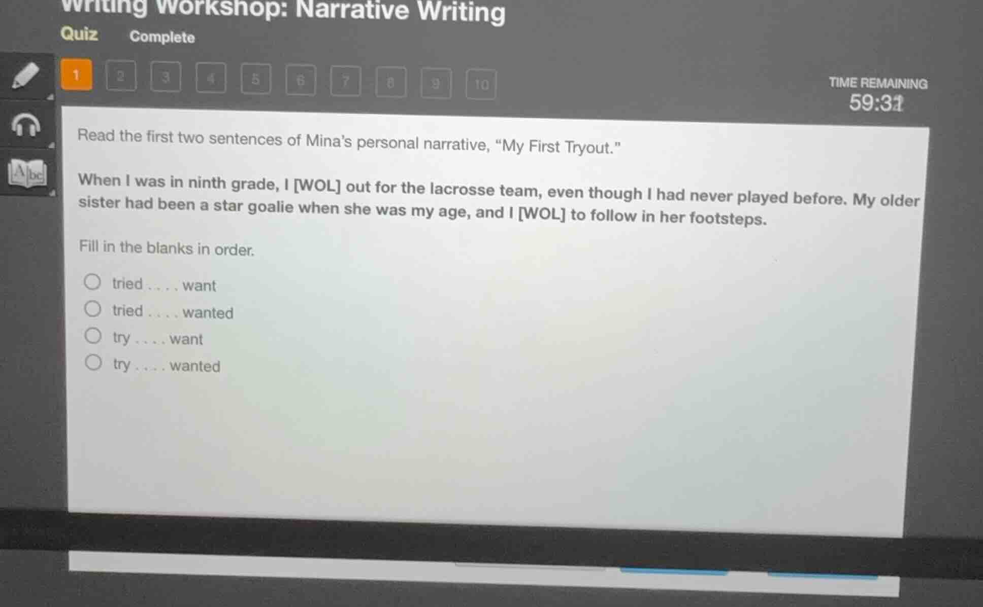 writing workshop: narrative writing quiz complete 1 2 3 4 5 6 7 8 9 10 …