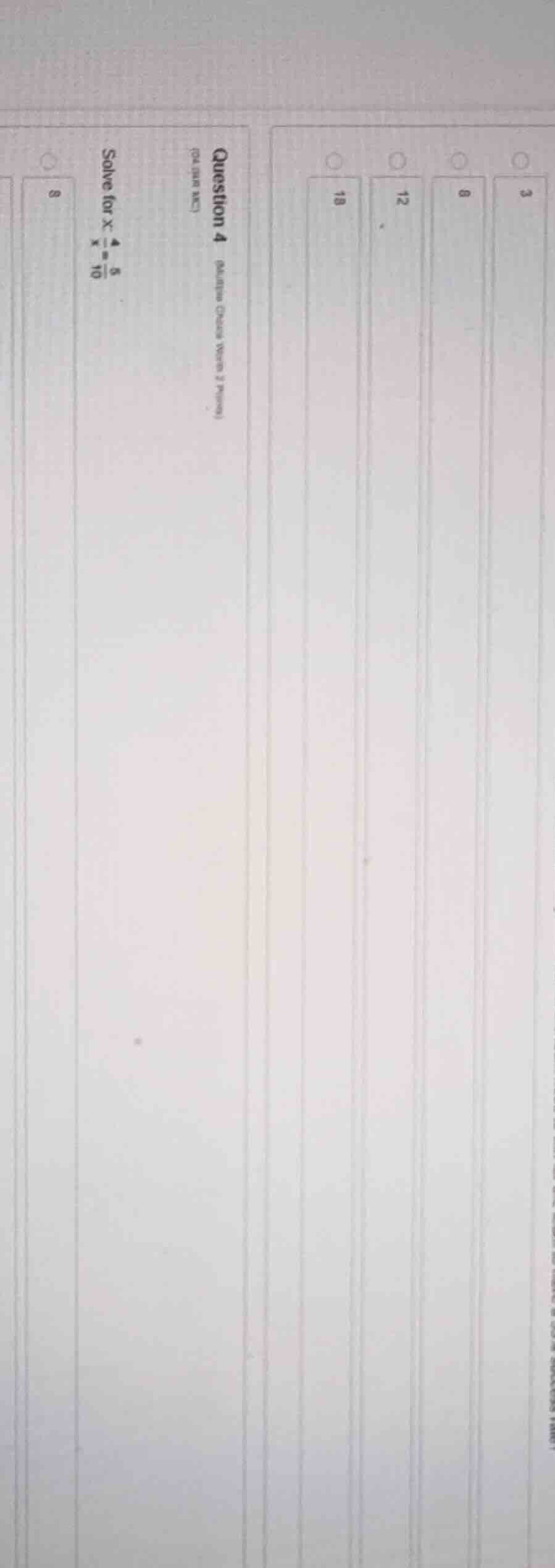 question 4 (multiple choice worth 2 points) (oa gar 81c) solve for x: $…