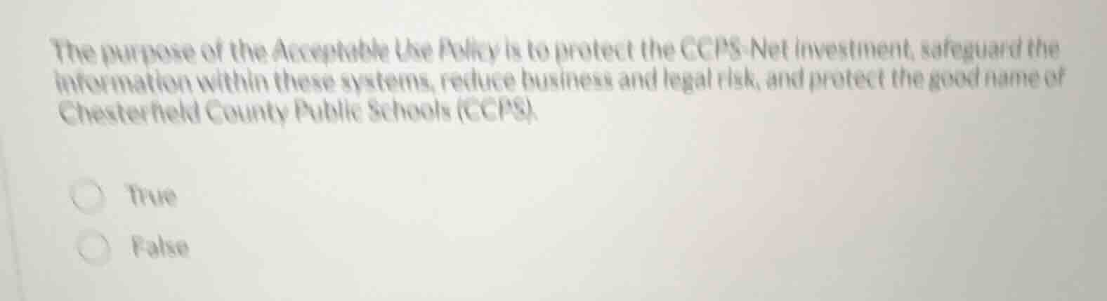 the purpose of the acceptable use policy is to protect the ccps-net inv…