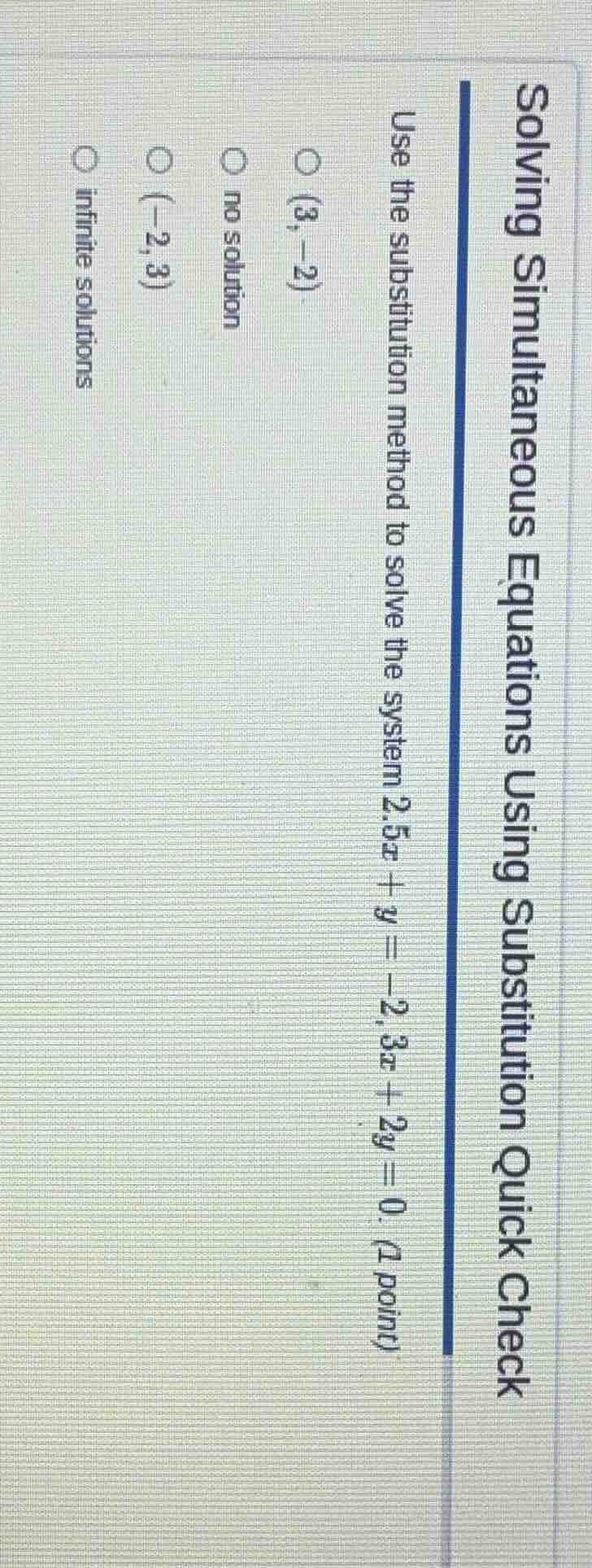 solving simultaneous equations using substitution quick check use the s…