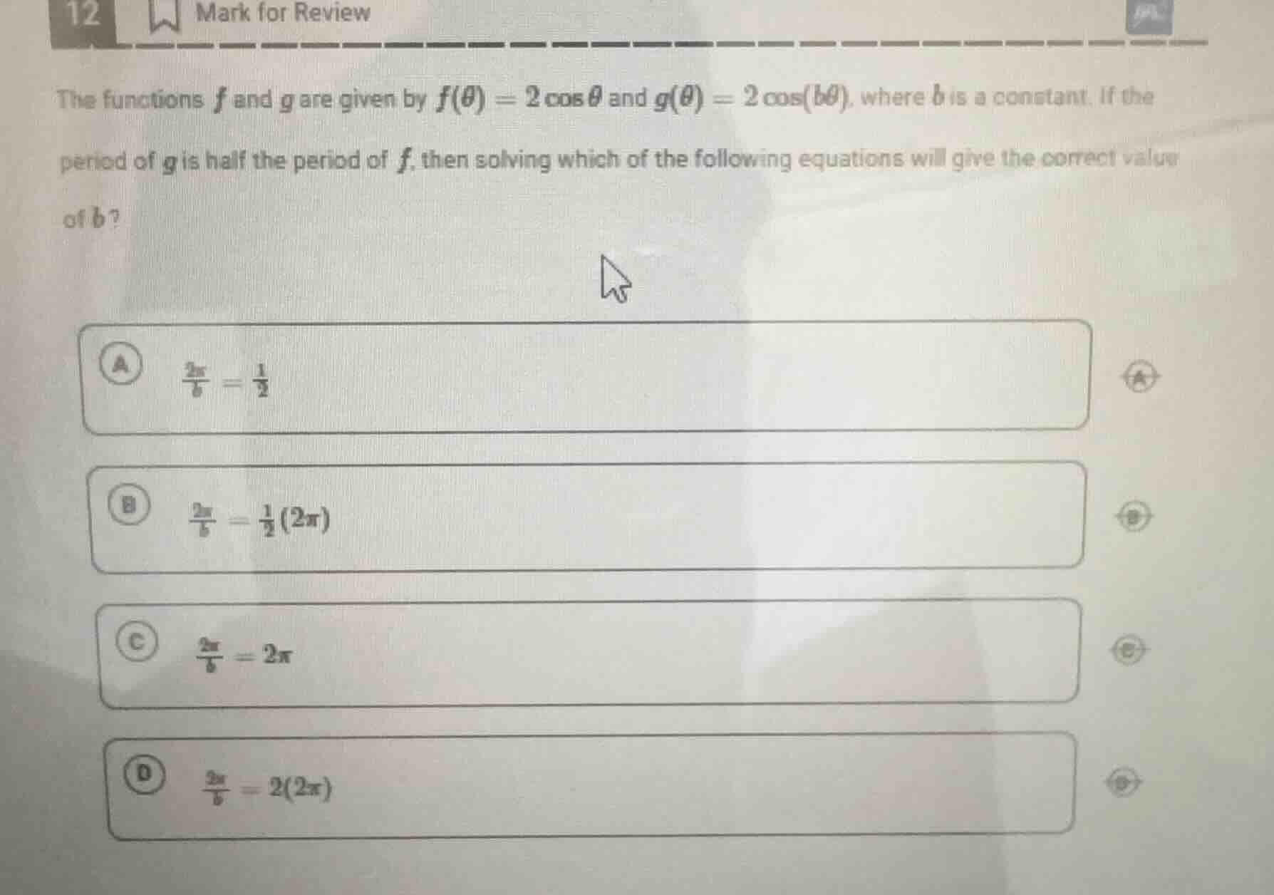 12 mark for review the functions $f$ and $g$ are given by $f(\\theta)=2…