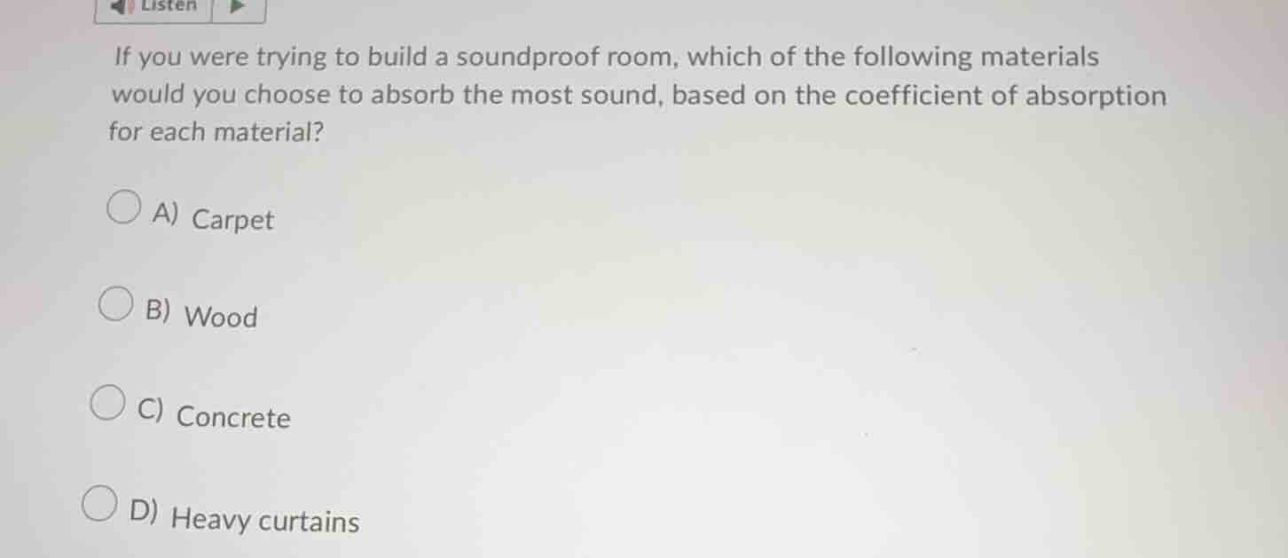 if you were trying to build a soundproof room, which of the following m…