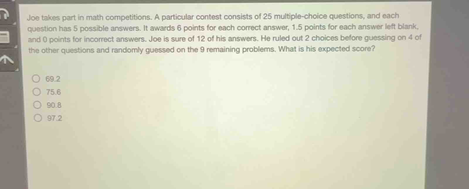 joe takes part in math competitions. a particular contest consists of 2…