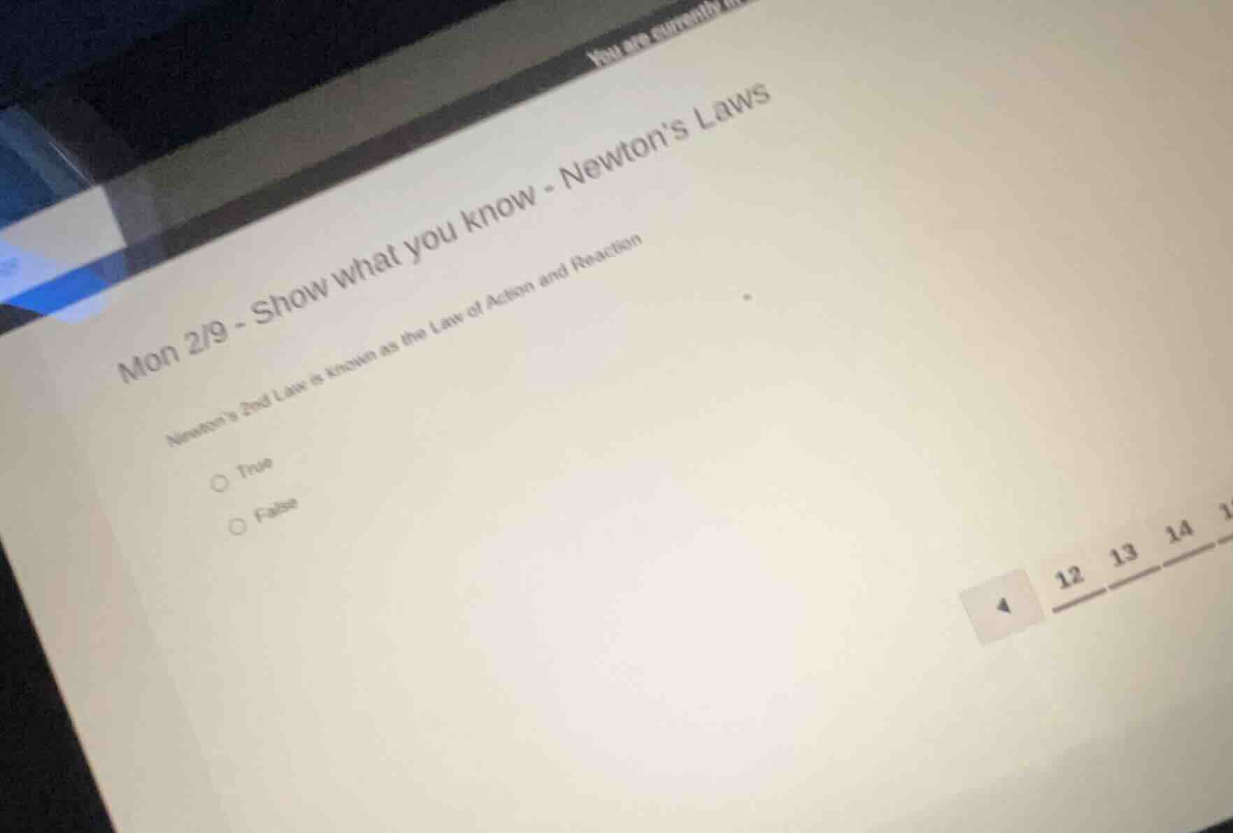 mon 2/9 - show what you know - newtons laws newtons 2nd law is known as…