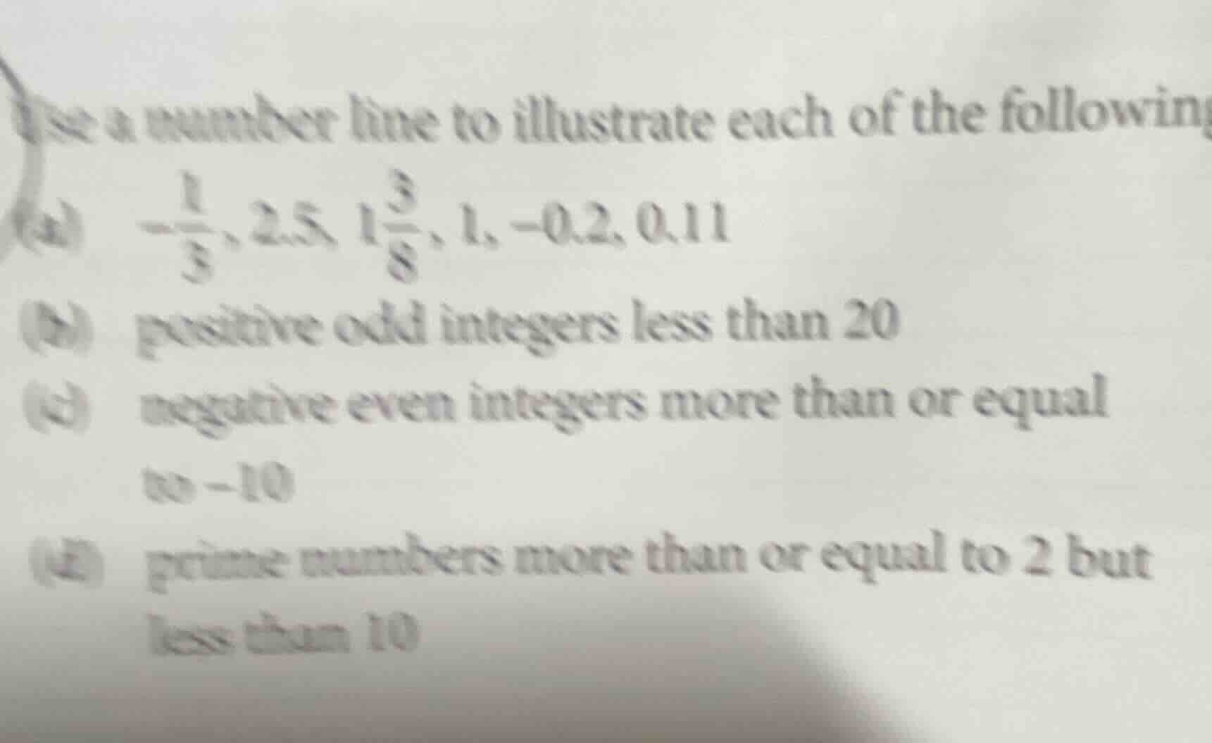 use a number line to illustrate each of the following:(a) $\\boldsymbol…