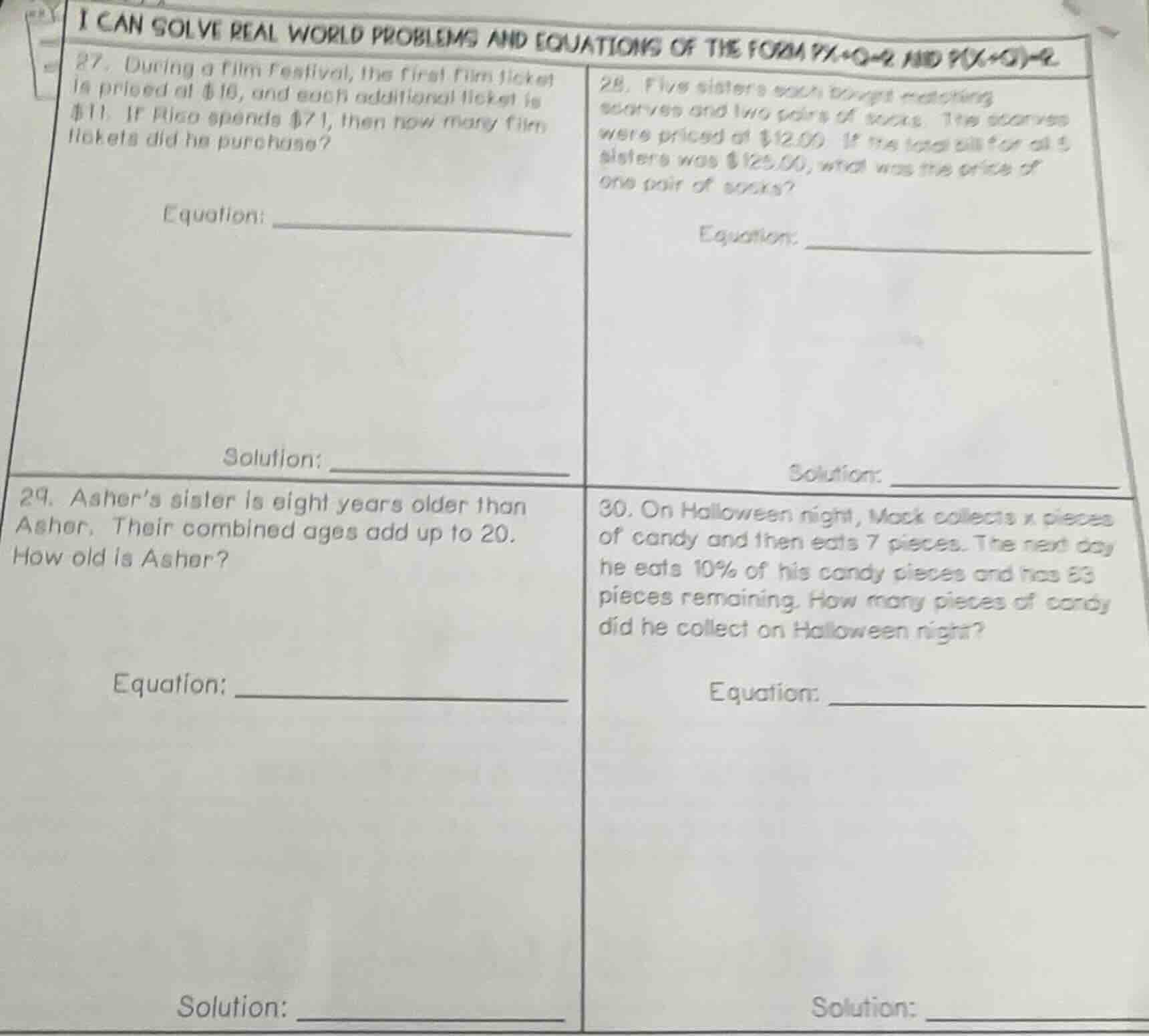 i can solve real world problems and equations of the form $px+q=r$ and …