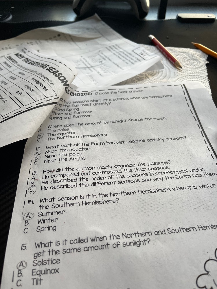 map why the earth has seasonmultiple choice: choose the best answer.1. …