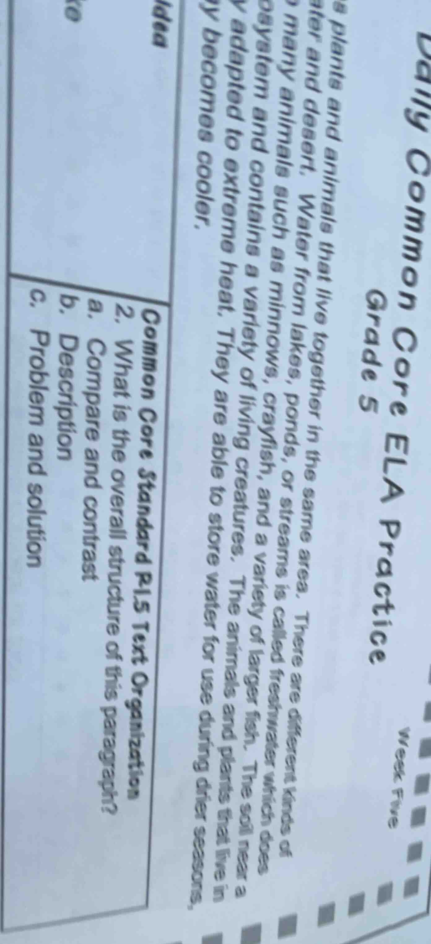 daily common core ela practice grade 5 week five passage s plants and a…