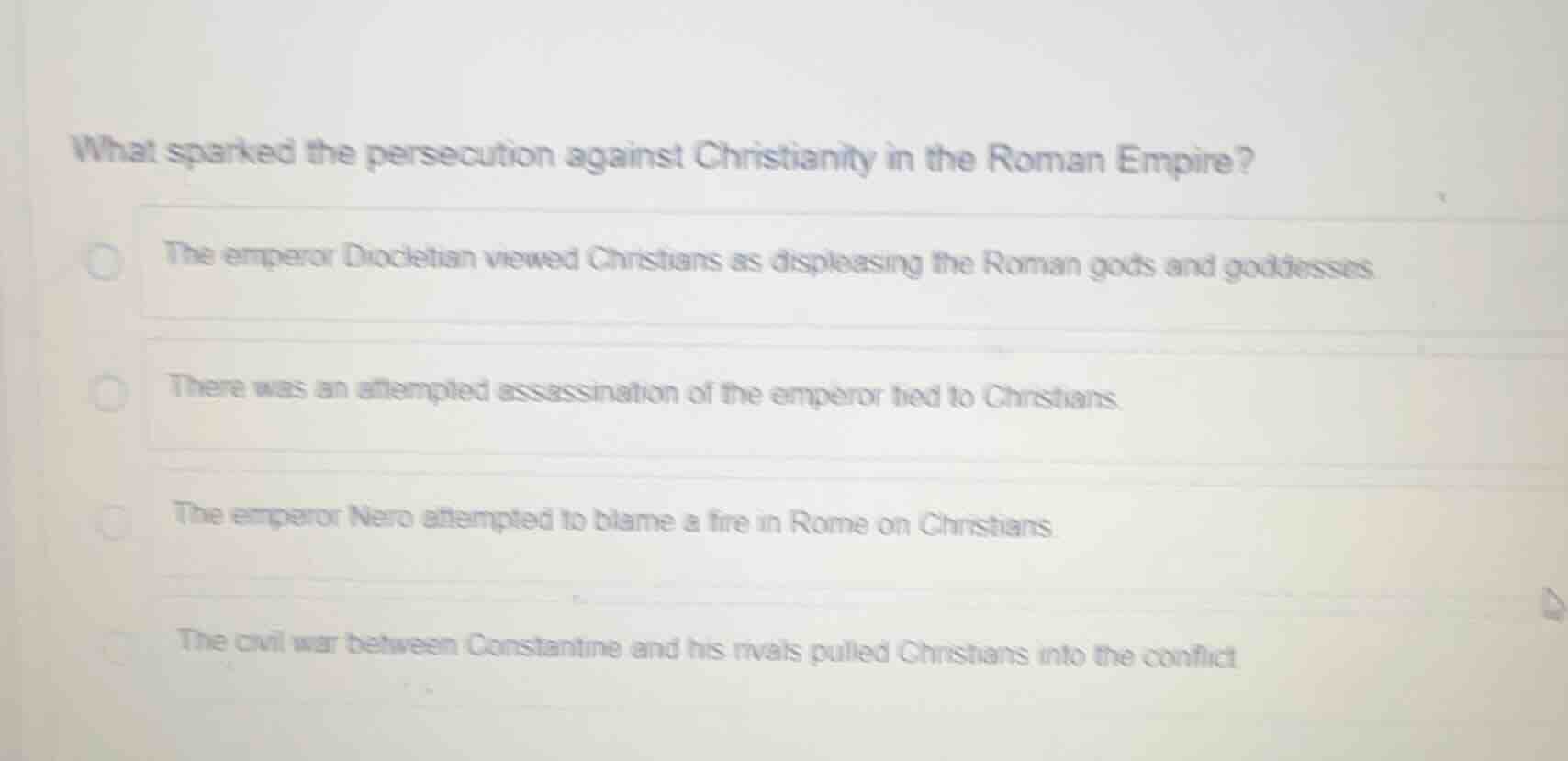 what sparked the persecution against christianity in the roman empire?t…