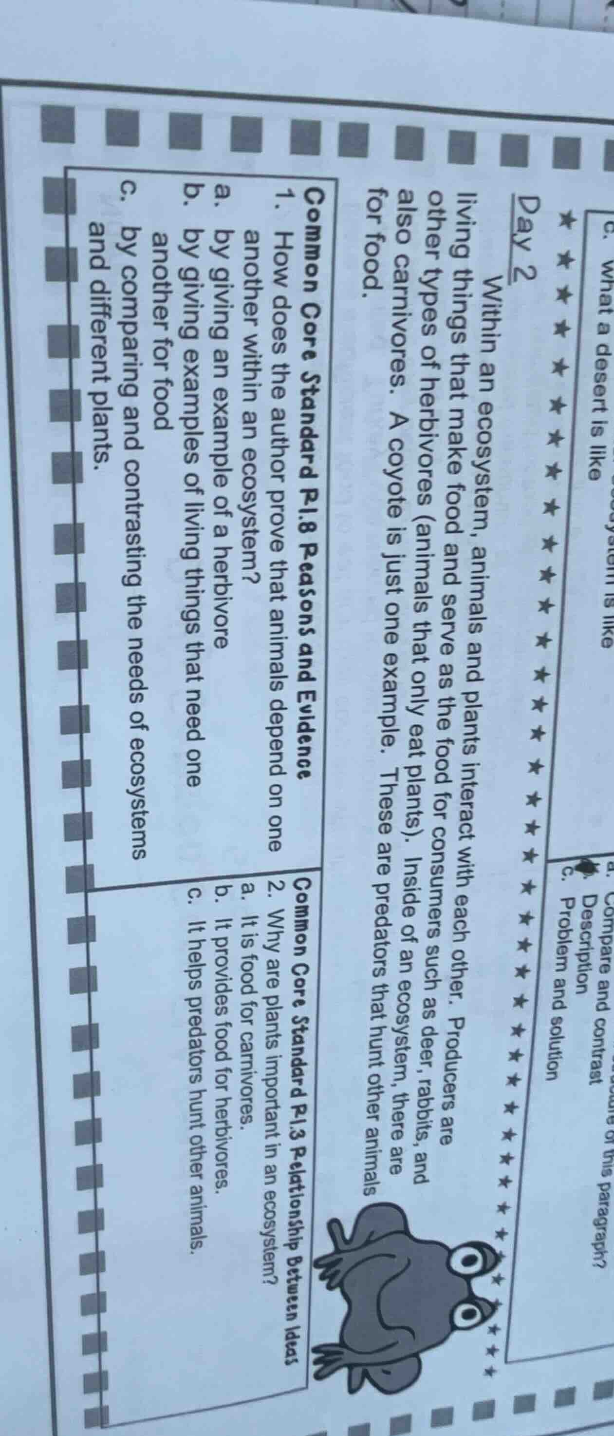 c. what a desert is like day 2 within an ecosystem, animals and plants …